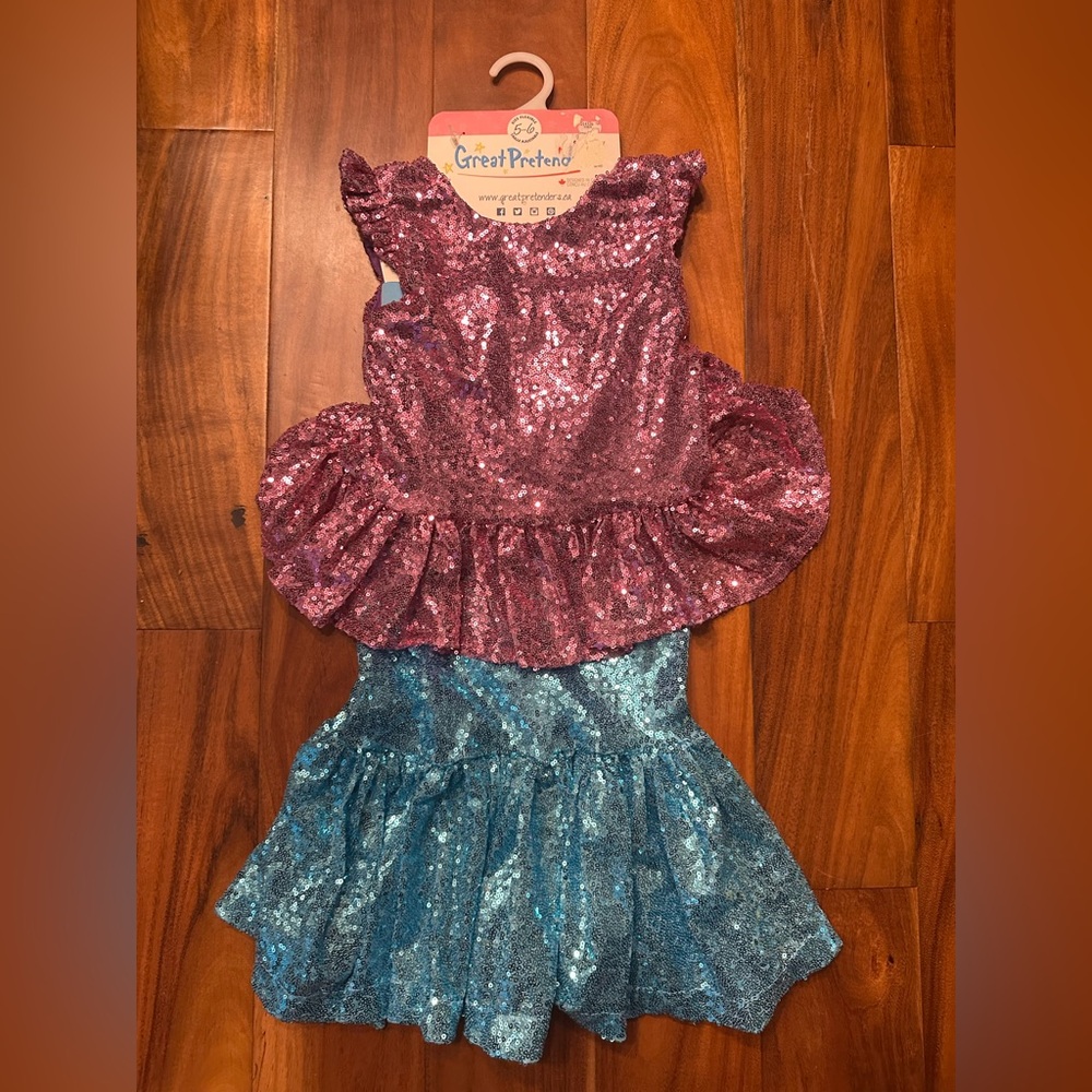 Mermaid Pink and Blue Sparkle Sequins Kids Costume